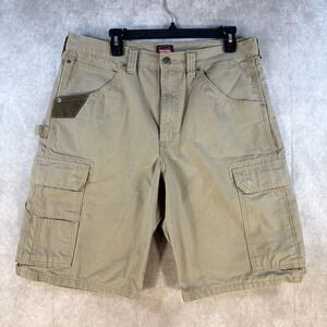 Wrangler Workwear Mens 34 Cargo Shorts Brown Rugged Carpenter Ripstop Cotton